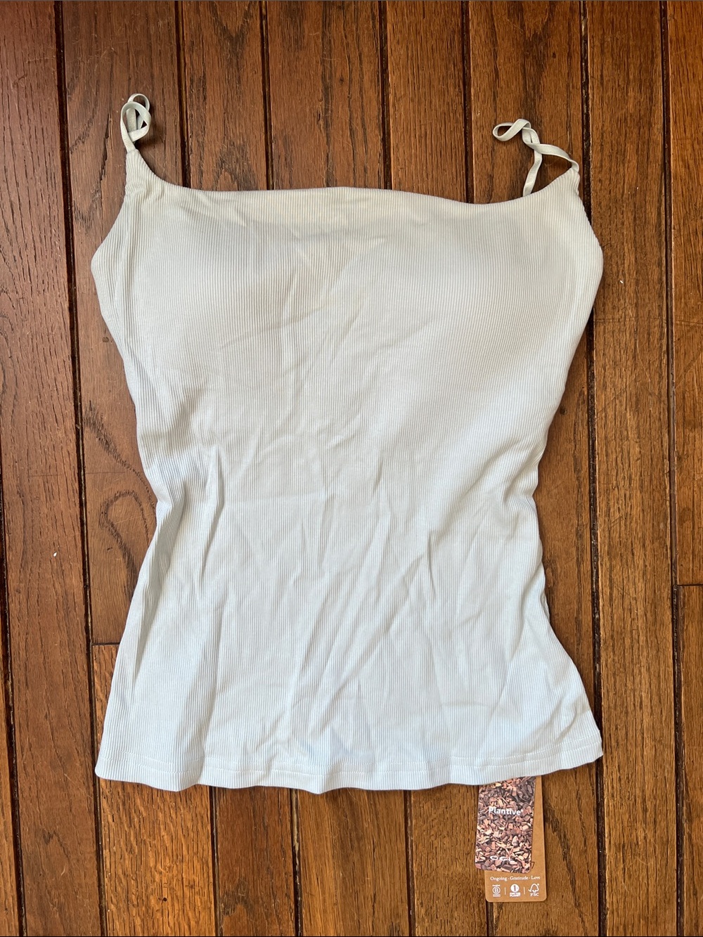 OGL Foam Blue Ribbed Square Neck Brami Camisole Built In Bra Size Small NWT